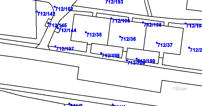 Parcela st. 712/198 v KÚ Rochlice u Liberce, Katastrální mapa