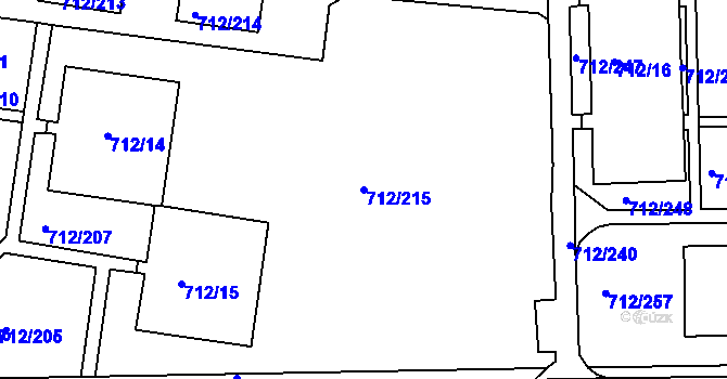 Parcela st. 712/215 v KÚ Rochlice u Liberce, Katastrální mapa