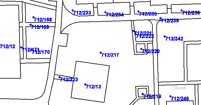 Parcela st. 712/217 v KÚ Rochlice u Liberce, Katastrální mapa