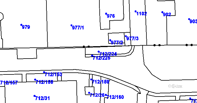 Parcela st. 712/224 v KÚ Rochlice u Liberce, Katastrální mapa