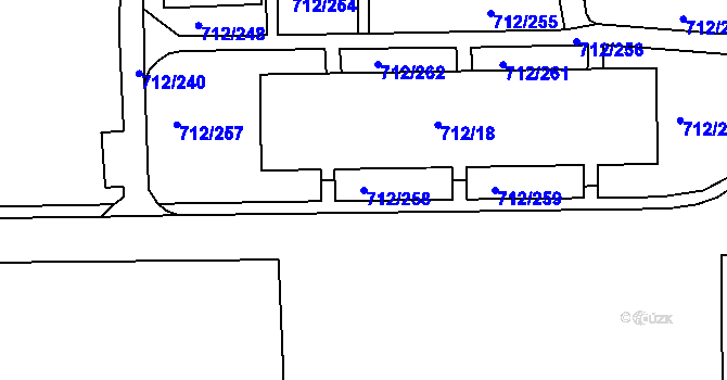 Parcela st. 712/258 v KÚ Rochlice u Liberce, Katastrální mapa