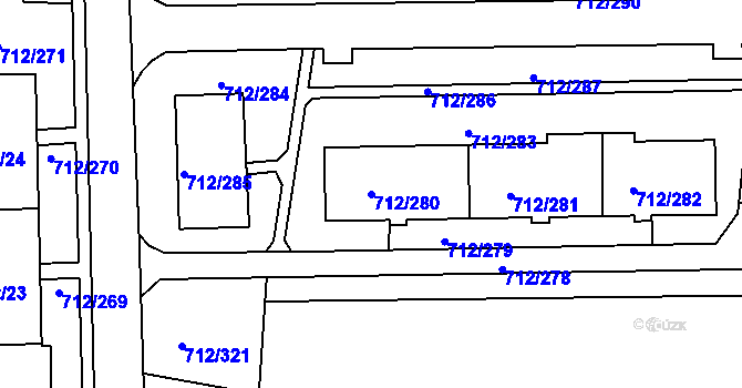 Parcela st. 712/280 v KÚ Rochlice u Liberce, Katastrální mapa