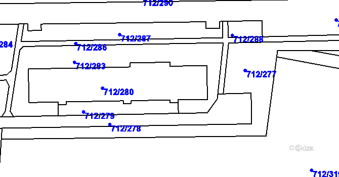Parcela st. 712/282 v KÚ Rochlice u Liberce, Katastrální mapa