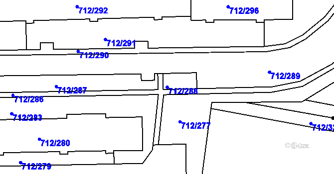 Parcela st. 712/288 v KÚ Rochlice u Liberce, Katastrální mapa