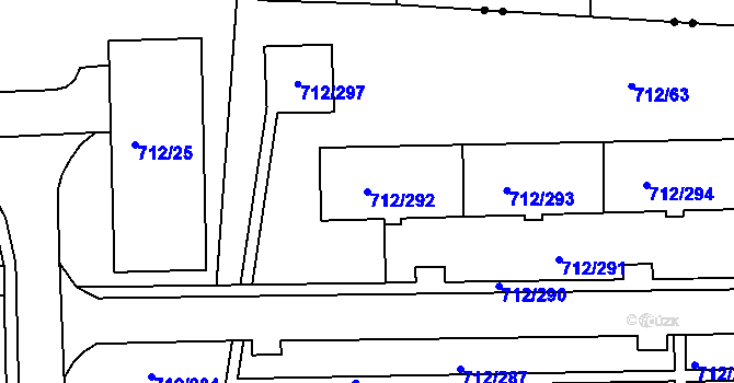 Parcela st. 712/292 v KÚ Rochlice u Liberce, Katastrální mapa