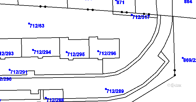 Parcela st. 712/296 v KÚ Rochlice u Liberce, Katastrální mapa