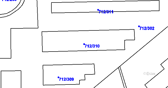 Parcela st. 712/310 v KÚ Rochlice u Liberce, Katastrální mapa