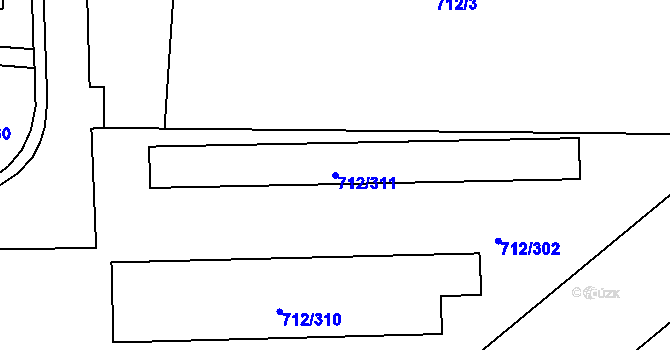 Parcela st. 712/311 v KÚ Rochlice u Liberce, Katastrální mapa