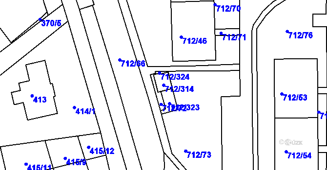 Parcela st. 712/314 v KÚ Rochlice u Liberce, Katastrální mapa