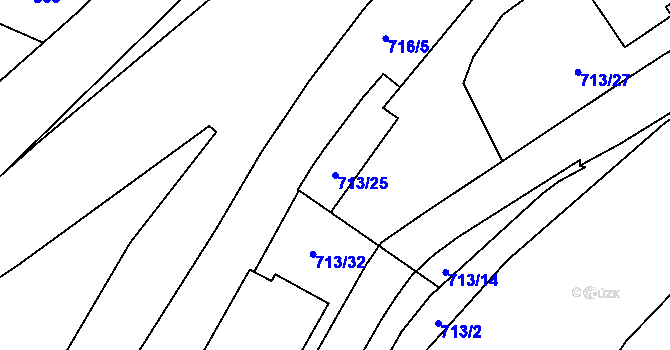 Parcela st. 713/25 v KÚ Rochlice u Liberce, Katastrální mapa