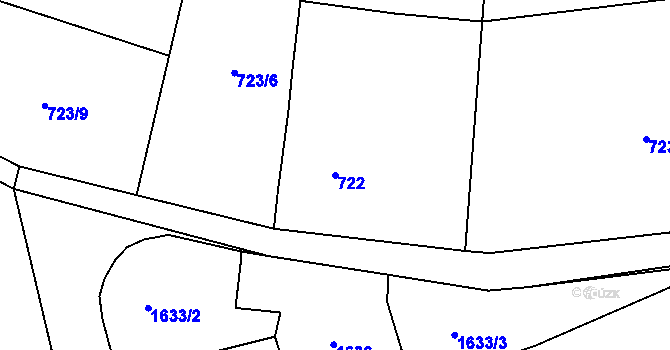 Parcela st. 722 v KÚ Rochlice u Liberce, Katastrální mapa