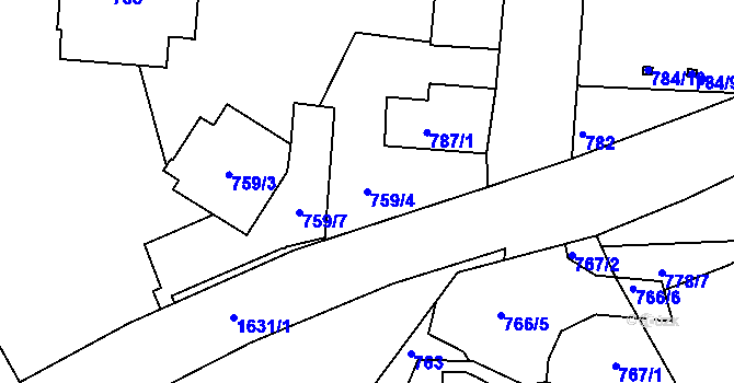 Parcela st. 759/4 v KÚ Rochlice u Liberce, Katastrální mapa