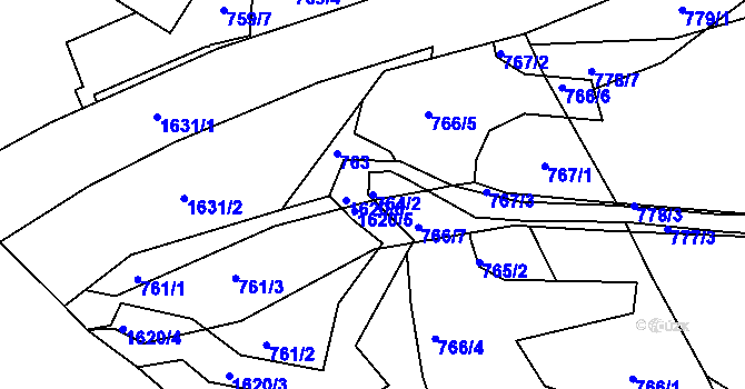 Parcela st. 764/2 v KÚ Rochlice u Liberce, Katastrální mapa
