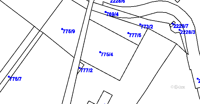 Parcela st. 775/4 v KÚ Rochlice u Liberce, Katastrální mapa