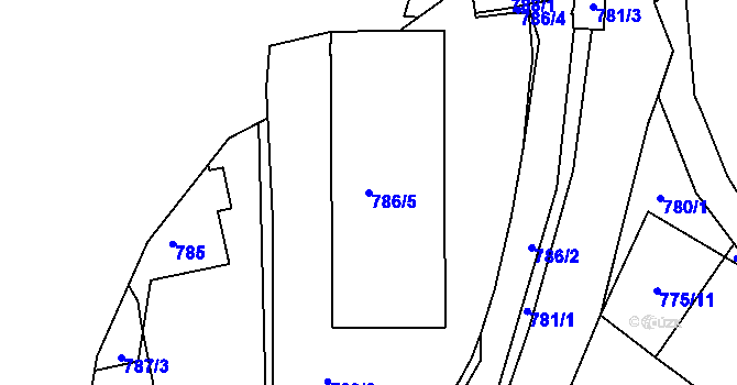 Parcela st. 786/5 v KÚ Rochlice u Liberce, Katastrální mapa