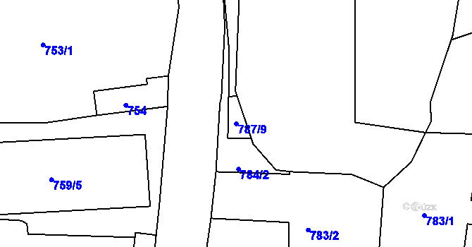 Parcela st. 787/9 v KÚ Rochlice u Liberce, Katastrální mapa