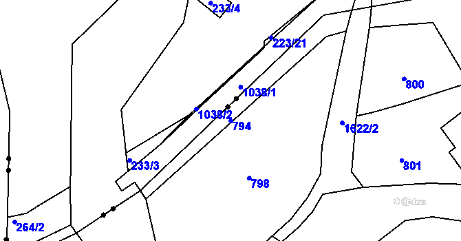 Parcela st. 794 v KÚ Rochlice u Liberce, Katastrální mapa
