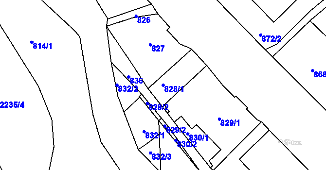 Parcela st. 828/1 v KÚ Rochlice u Liberce, Katastrální mapa