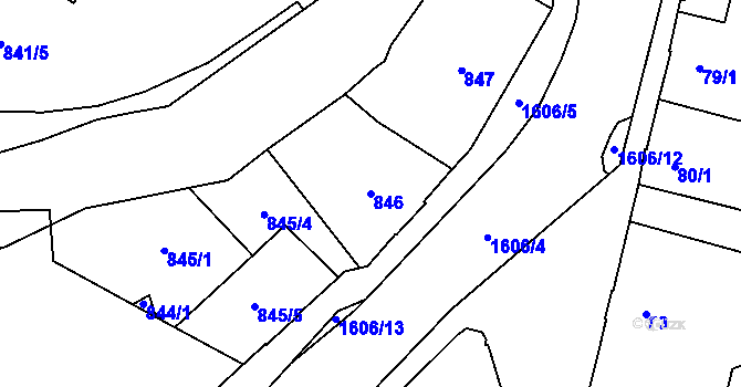 Parcela st. 846 v KÚ Rochlice u Liberce, Katastrální mapa