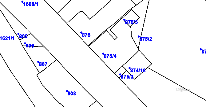 Parcela st. 875/4 v KÚ Rochlice u Liberce, Katastrální mapa