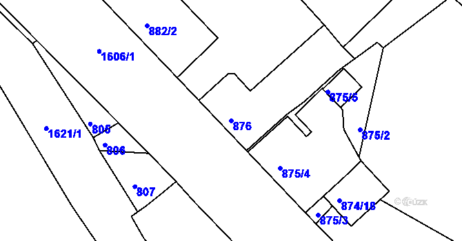 Parcela st. 876 v KÚ Rochlice u Liberce, Katastrální mapa