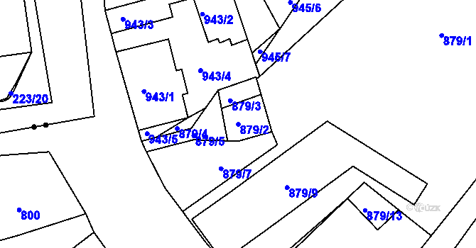 Parcela st. 879/2 v KÚ Rochlice u Liberce, Katastrální mapa