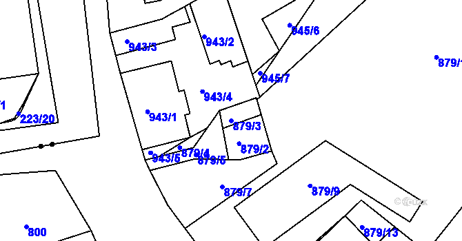 Parcela st. 879/3 v KÚ Rochlice u Liberce, Katastrální mapa