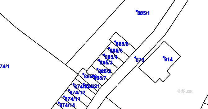 Parcela st. 885/4 v KÚ Rochlice u Liberce, Katastrální mapa