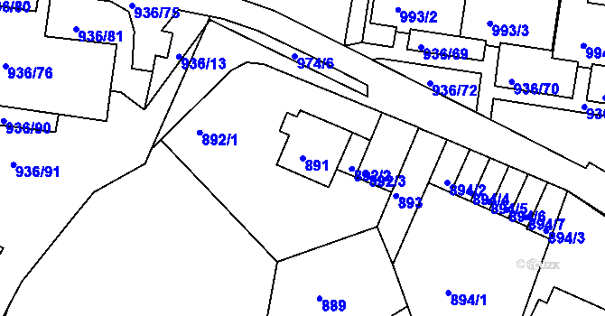 Parcela st. 891 v KÚ Rochlice u Liberce, Katastrální mapa