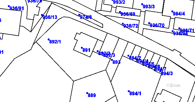 Parcela st. 892/2 v KÚ Rochlice u Liberce, Katastrální mapa