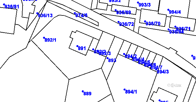 Parcela st. 892/3 v KÚ Rochlice u Liberce, Katastrální mapa