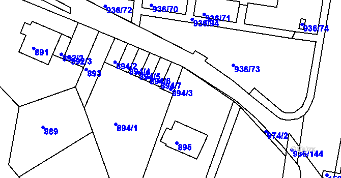 Parcela st. 894/3 v KÚ Rochlice u Liberce, Katastrální mapa