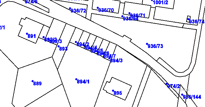 Parcela st. 894/7 v KÚ Rochlice u Liberce, Katastrální mapa