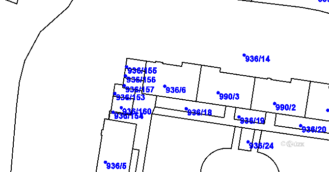 Parcela st. 936/6 v KÚ Rochlice u Liberce, Katastrální mapa