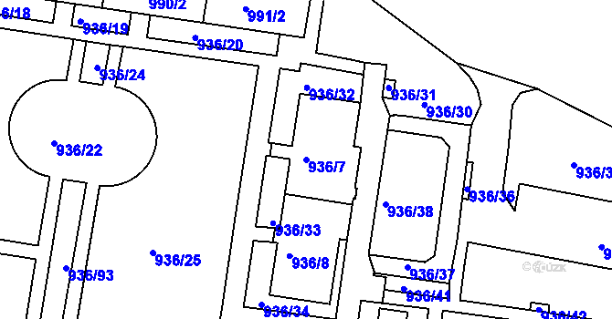 Parcela st. 936/7 v KÚ Rochlice u Liberce, Katastrální mapa