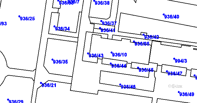 Parcela st. 936/9 v KÚ Rochlice u Liberce, Katastrální mapa