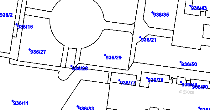Parcela st. 936/29 v KÚ Rochlice u Liberce, Katastrální mapa