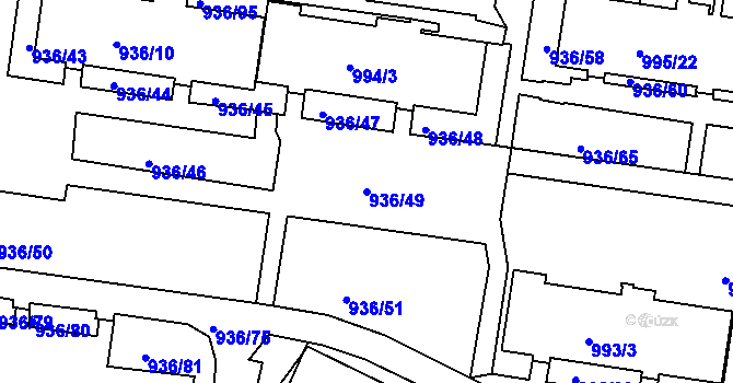 Parcela st. 936/49 v KÚ Rochlice u Liberce, Katastrální mapa