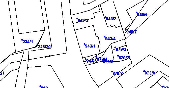 Parcela st. 943/1 v KÚ Rochlice u Liberce, Katastrální mapa