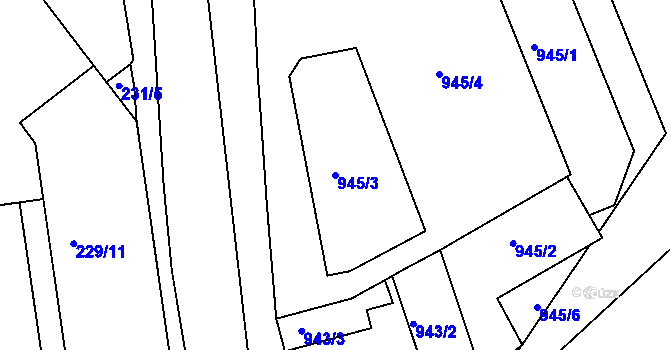 Parcela st. 945/3 v KÚ Rochlice u Liberce, Katastrální mapa