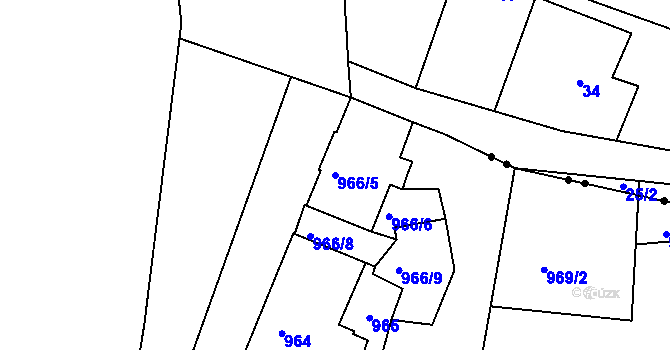 Parcela st. 966/5 v KÚ Rochlice u Liberce, Katastrální mapa
