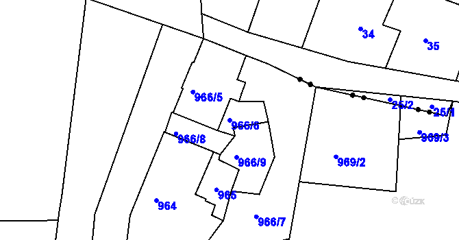 Parcela st. 966/6 v KÚ Rochlice u Liberce, Katastrální mapa
