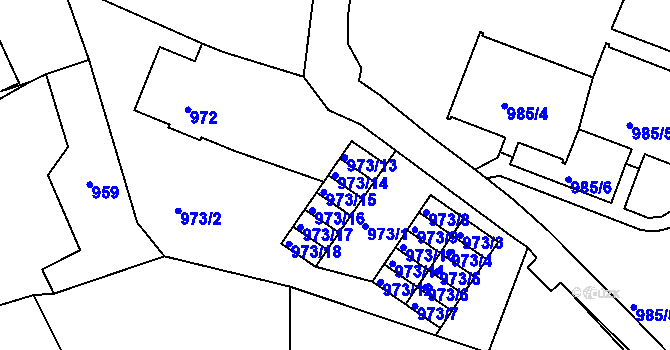 Parcela st. 973/14 v KÚ Rochlice u Liberce, Katastrální mapa
