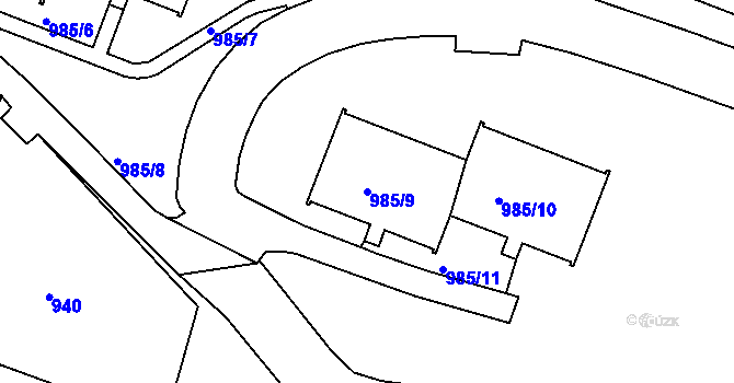 Parcela st. 985/9 v KÚ Rochlice u Liberce, Katastrální mapa