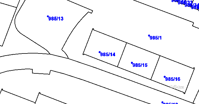 Parcela st. 985/14 v KÚ Rochlice u Liberce, Katastrální mapa