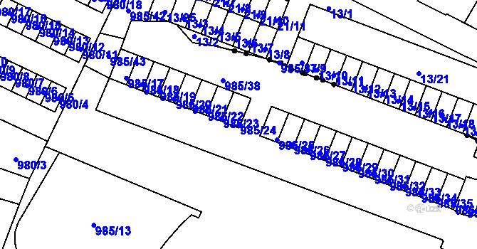 Parcela st. 985/24 v KÚ Rochlice u Liberce, Katastrální mapa