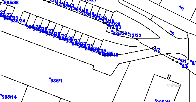 Parcela st. 985/36 v KÚ Rochlice u Liberce, Katastrální mapa