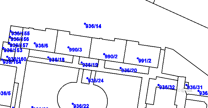 Parcela st. 990/2 v KÚ Rochlice u Liberce, Katastrální mapa