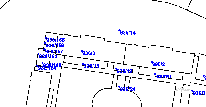 Parcela st. 990/3 v KÚ Rochlice u Liberce, Katastrální mapa