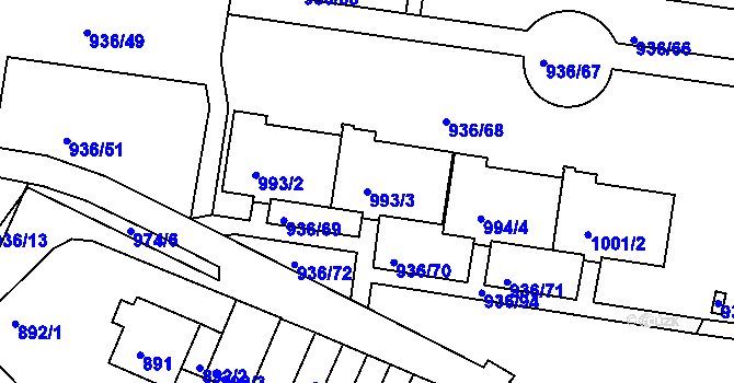 Parcela st. 993/3 v KÚ Rochlice u Liberce, Katastrální mapa